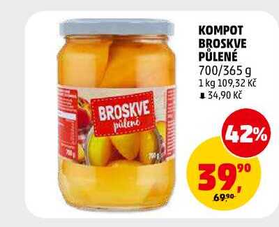 KOMPOT BROSKVE PŮLENÉ, 700 g