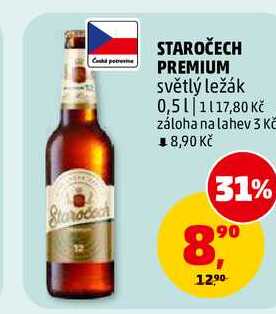 STAROČECH PREMIUM světlý ležák, 0,5 l