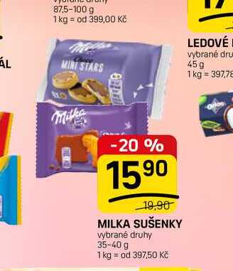 MILKA SUŠENKY vybrané druhy 35-40 g 