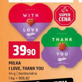 MILKA I LOVE, THANK YOU 44 g bonboniéra 