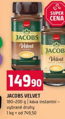 JACOBS VELVET 180-200 g káva instantní vybrané druhy