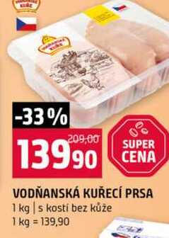 VODŇANSKÁ KUŘECÍ PRSA 1 kg s kostí bez kůže