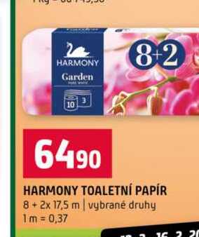 HARMONY TOALETNÍ PAPÍR 8+ 2x 17,5 m vybrané druhy