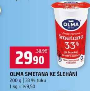 OLMA SMETANA KE ŠLEHÁNÍ 200 g 33% tuku 