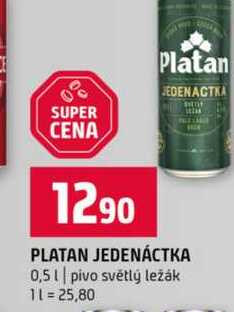 PLATAN JEDENÁCTKA 0,5l pivo světlý ležák