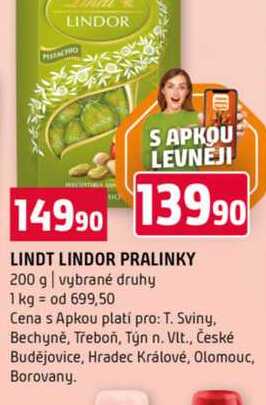 LINDT LINDOR PRALINKY 200 g vybrané druhy
