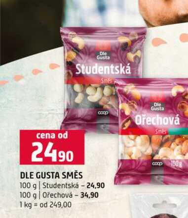 DLE GUSTA SMĚS 100 g Studentská 100 g Ořechová 