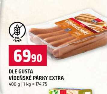 DLE GUSTA VÍDEŇSKÉ PÁRKY EXTRA 400 g 