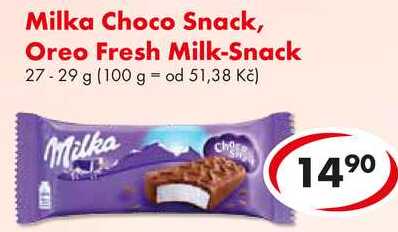 Milka Choco Snack, Oreo Fresh Milk-Snack, 27-29 g