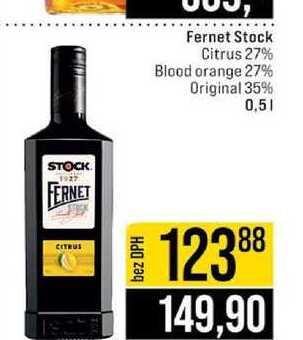 Fernet Stock Citrus 27% Blood orange 27% Original 35% 0,5l