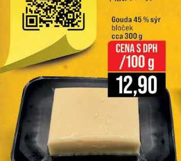 Gouda 45 % sýr bloček cca 300 g 100g