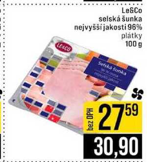 Le&Co selská šunka nejvyšší jakosti 96% plátky 100 g 
