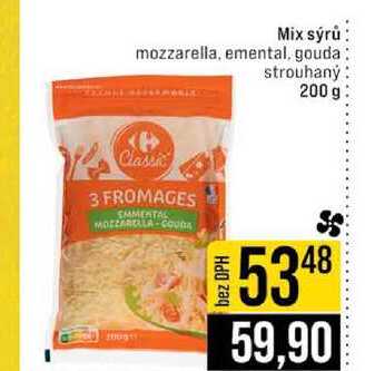 Mix sýrů mozzarella, emental, gouda strouhaný 200 g
