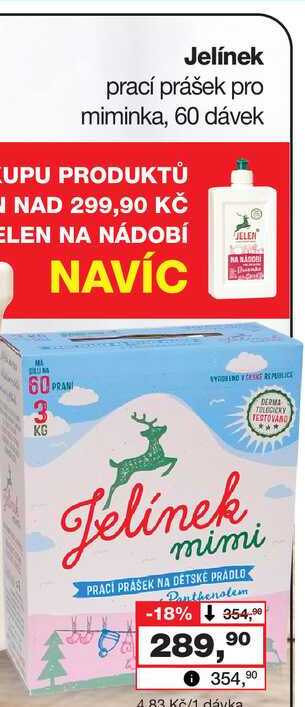 Jelínek prací prášek pro miminka, 60 dávek