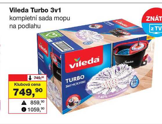 Vileda Turbo 3v1 kompletní sada mopu na podlahu 