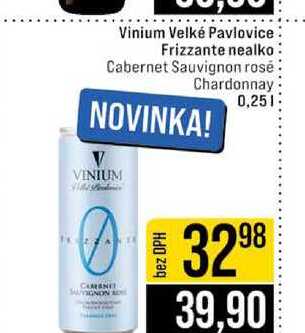 Vinium Velké Pavlovice Frizzante nealko Cabernet Sauvignon rosé Chardonnay 0,25l
