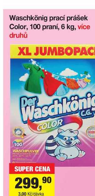 Waschkönig prací prášek Color, 100 praní, 6 kg