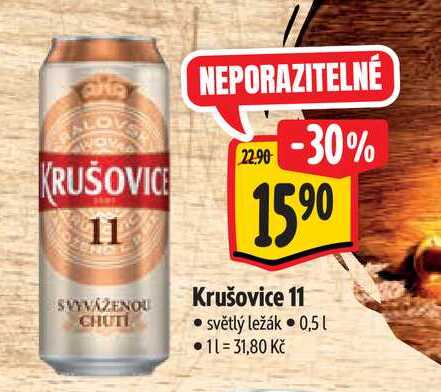  Krušovice 11  světlý ležák 0,5 l