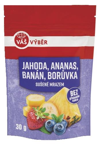 VÁŠ VÝBĚR Jahoda, ananas, banán, borůvka sušené mrazem, 30 g