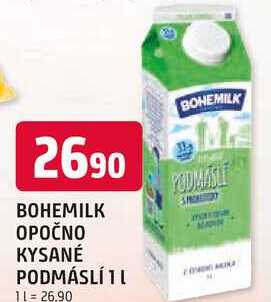 BOHEMILK OPOČNO KYSANÉ PODMÁSLÍ 1L 