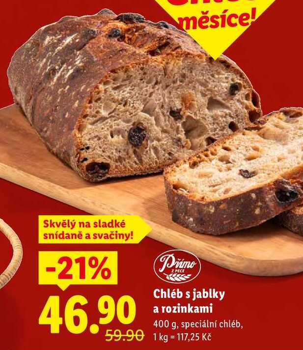 Chléb s jablky a rozinkami, 400 g