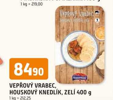 VEPŘOVÝ VRABEC, HOUSKOVÝ KNEDLÍK, ZELÍ 400 g