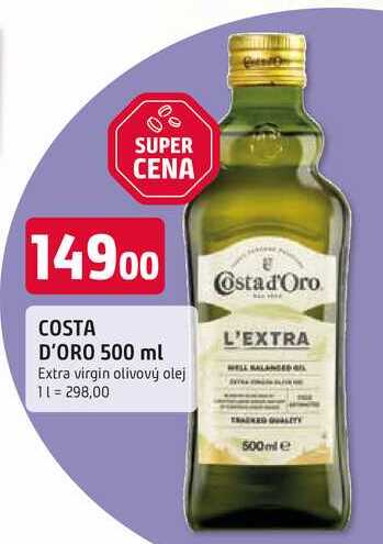 COSTA D'ORO 500 ml Extra virgin olivový olej 