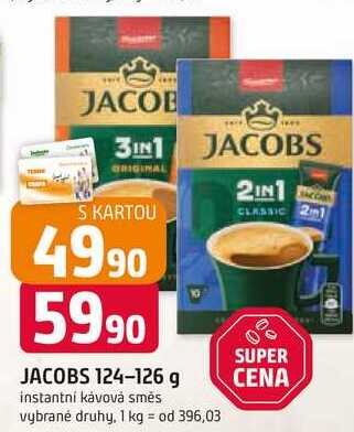 JACOBS 124-126 g instantní kávová směs vybrané druhy