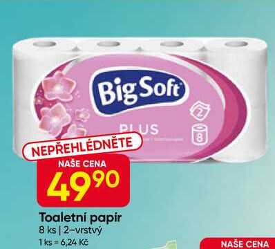 Big Soft toaletní papír 2-vrstvý 8rolí