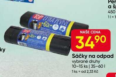 Sáčky na odpad vybrané druhy 10-15 ks 35-60l