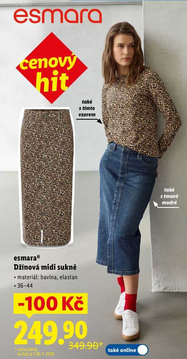 esmara Džínová midi sukně 