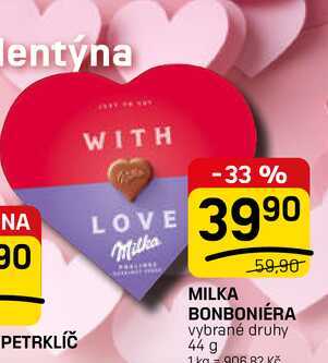 MILKA BONBONIÉRA vybrané druhy 44 g