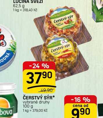 ČERSTVÝ SÝR vybrané druhy 100 g 