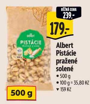Albert Pistácie pražené solené, 500 g