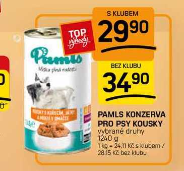 PAMLS KONZERVA PRO PSY KOUSKY vybrané druhy 1240 g