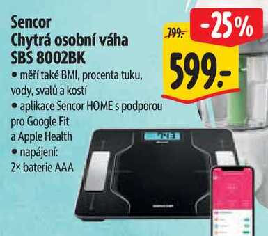 Sencor Chytrá osobní váha SBS 8002BK 