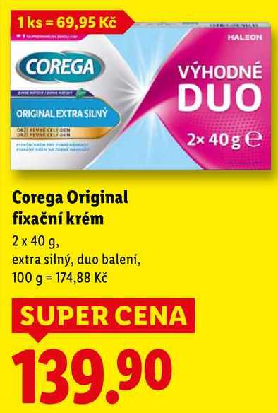 Corega Original fixační krém, 2x 40 g