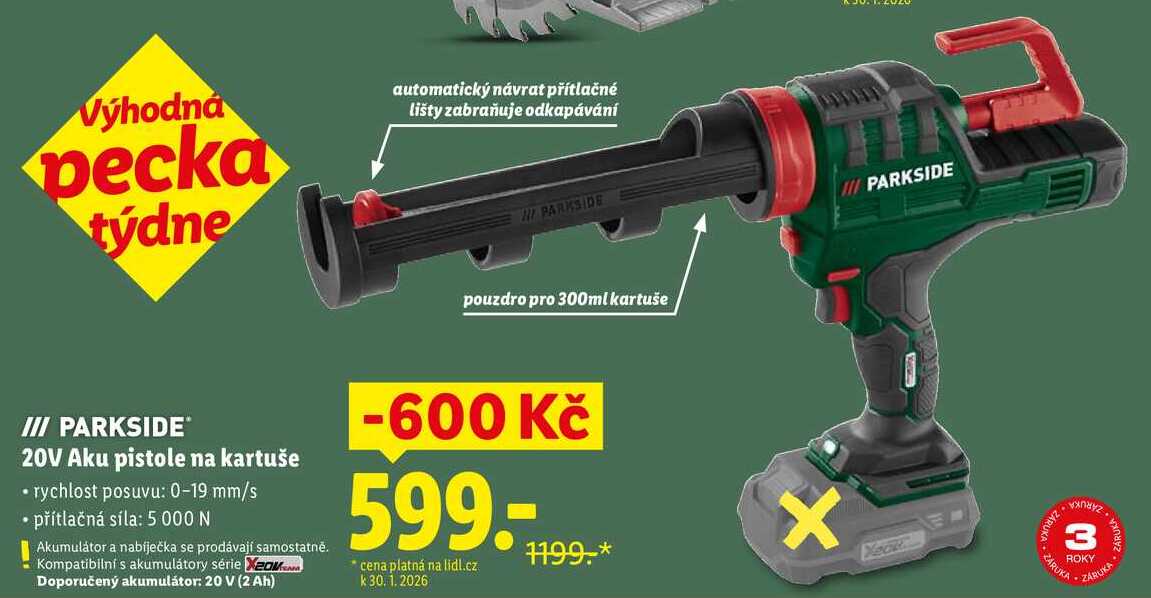 20V Aku pistole na kartuše