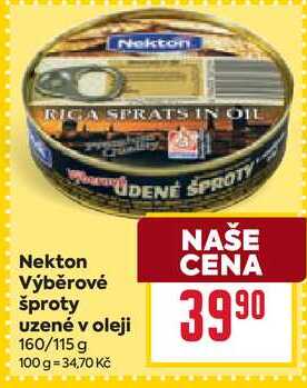 Nekton Výběrové šproty uzené v oleji 160/115 g 