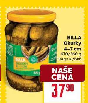 BILLA Okurky 4-7 cm 670/360 g 