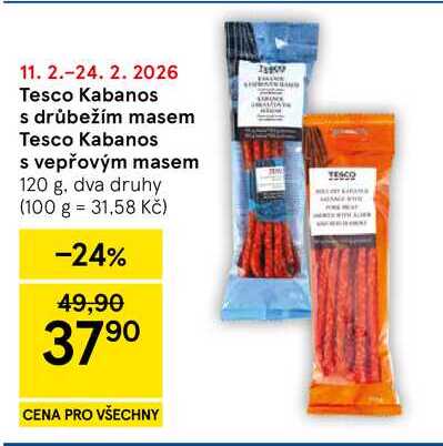 Tesco Kabanos s drůbežím masem, 120 g