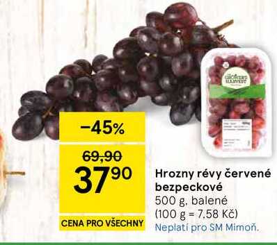 Hrozny révy červené bezpeckové, 500 g, balené  