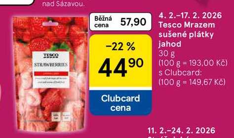 Tesco Mrazem sušené plátky jahod, 30 g