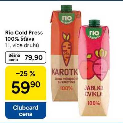 Rio Cold Press 100% šťáva, 1 l 