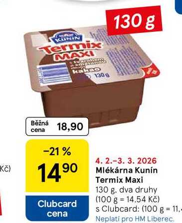 Mlékárna Kunín Termix Maxi, 130 g 