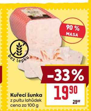 Kuřecí šunka z pultu lahůdek cena za 100 g 