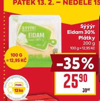 Sýýýr Eidam 30% Plátky 200 g 