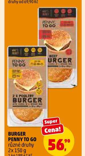 BURGER PENNY TO GO, 2x 150 g 
