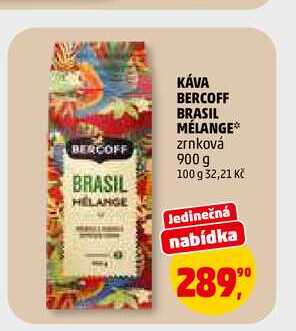 KÁVA BERCOFF BRASIL MÉLANGE zrnková, 900 g