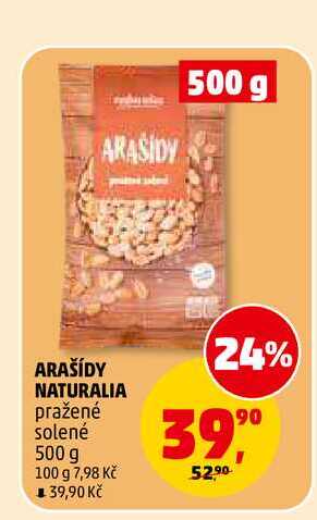ARAŠÍDY NATURALIA pražené solené, 500 g 